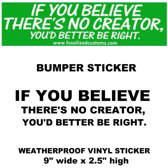 IF YOU BELIEVE THERE'S NO CREATOR Vinyl Sticker