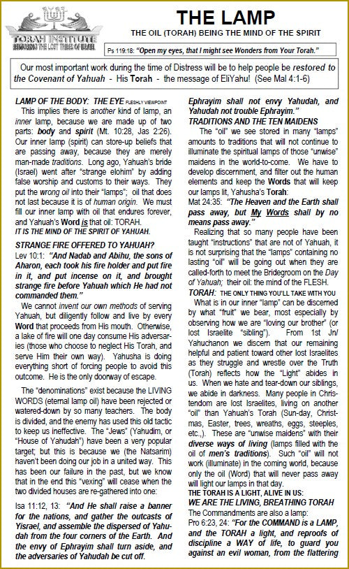 LAMP - THE OIL (TORAH) BEING THE MIND OF THE SPIRIT