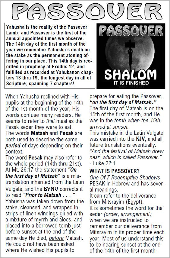 Passover Tract- Free Download PDF (digital file)
