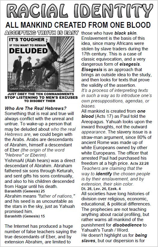 RACIAL IDENTITY - All Mankind Created from one Blood