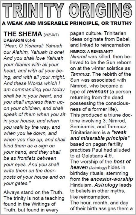 TRINITY ORIGINS - A Weak and Miserable Principle, or Truth?