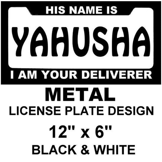 LICENSE PLATE - METAL BLACK AND WHITE